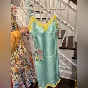 Gold Hawk 100% Silk Dress in Tiffany